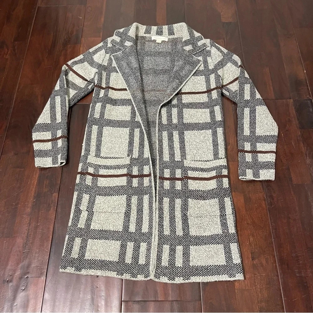 Monteau Los Angeles Sweater Coat Women’s Small Gray And Black Cardigan